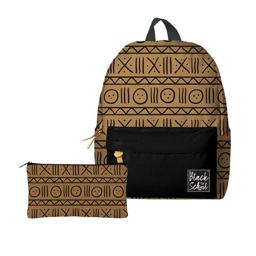 Mudcloth Pattern Backpack Set